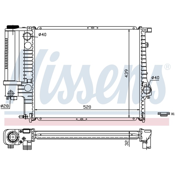Nissen Nissens Radiator, 60743A 60743A - main